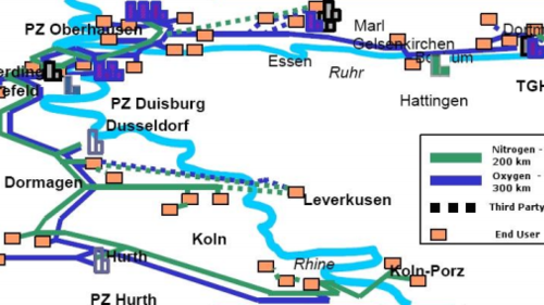 The Rhine waterway is another link between Northwest Germany and the Netherlands,
transporting both feedstock and finished products.